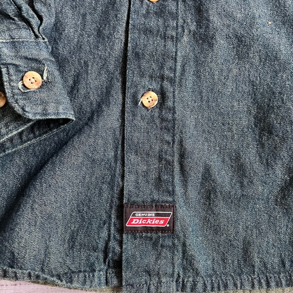 Dickies Long sleeve denim 100% cotton button down Lg - Picture 4 of 5